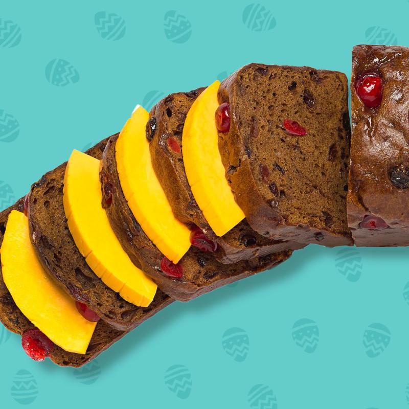 Sliced Jamaican Easter Bun with cheese