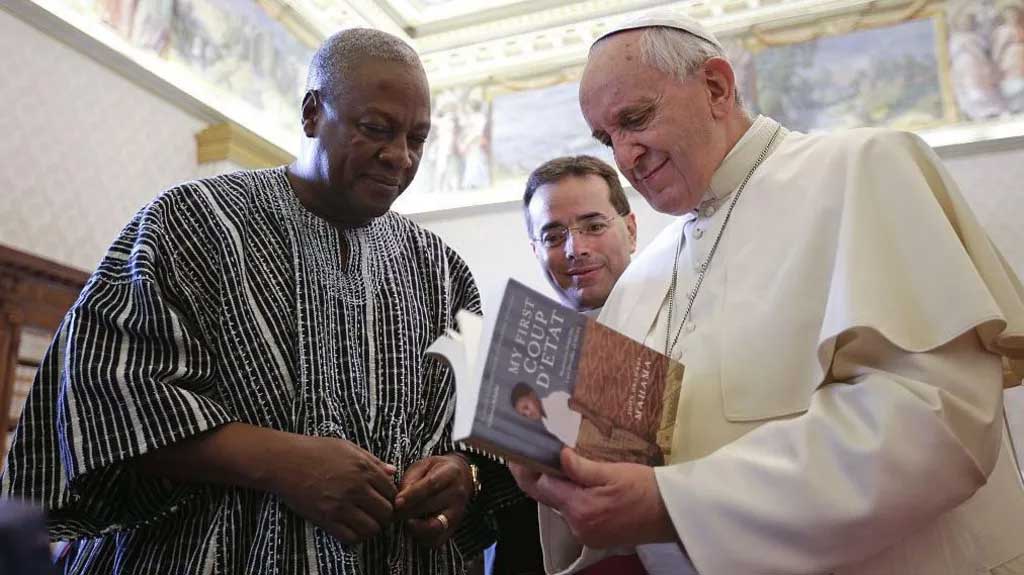 Pope Francis received a copy of Mahama's memoir when the former president visited the Vatican City in 2014