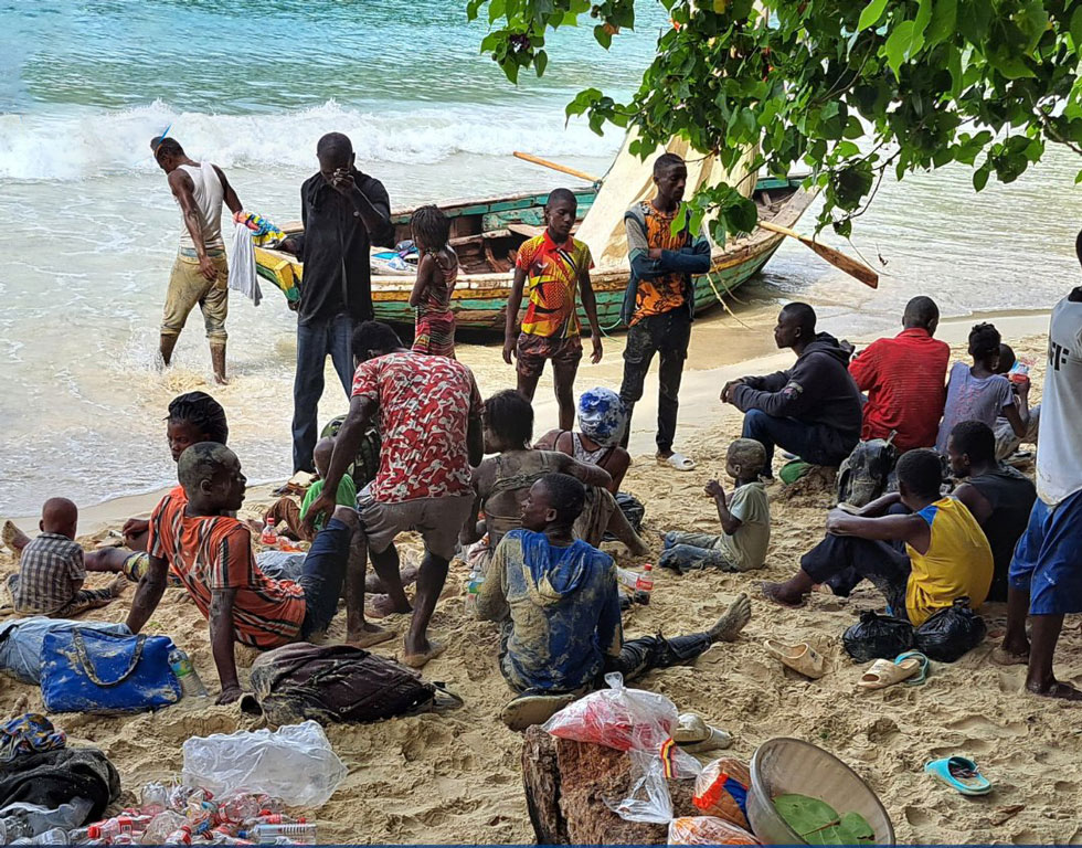 The 37 Haitian Migrant refugees who landed in Portland, Jamaica  in their 18 foot canoe.