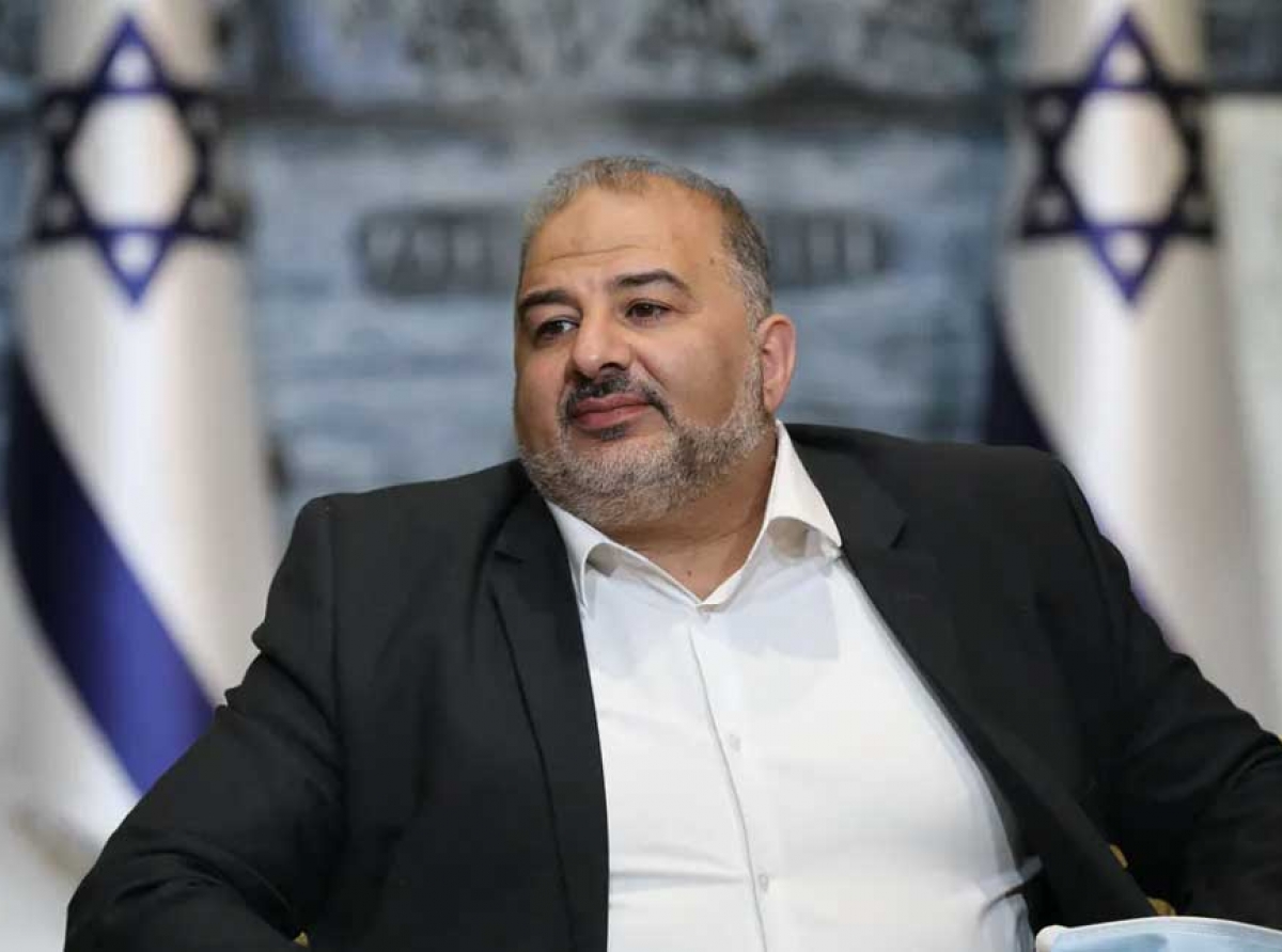 Mansour Abbas, Israeli Arab politician and leader of the Ra'am Party, in a meeting at the Israeli president’s residence in Jerusalem on April 5, 2021. Abir Sultan/Pool/ AFP/Getty Images