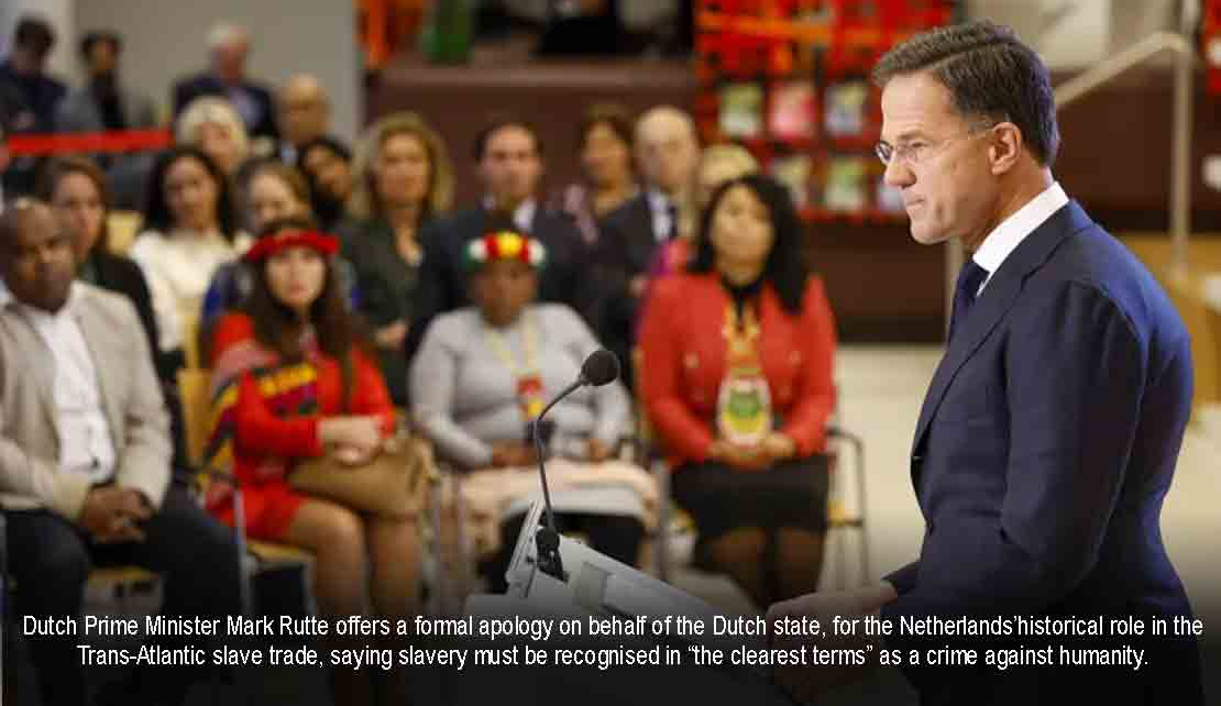 Netherlands PM Mark Rutte apologises for Dutch government’s role in slavery