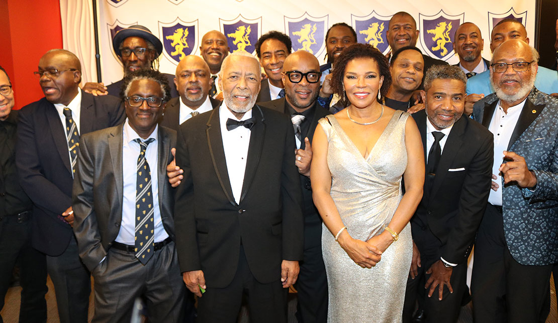 Jamaica’s  Ambassador to the United States Audrey P. Marks (centre) shares a light moment with members of the Jamaica College Old Boys’ Association, (JCOBA-NY) New York Chapter at its Griffin awards ceremony on Saturday October 14, 2023 at  the iconic Kaufman Music Center’s Merkin Hall in Manhattan. 