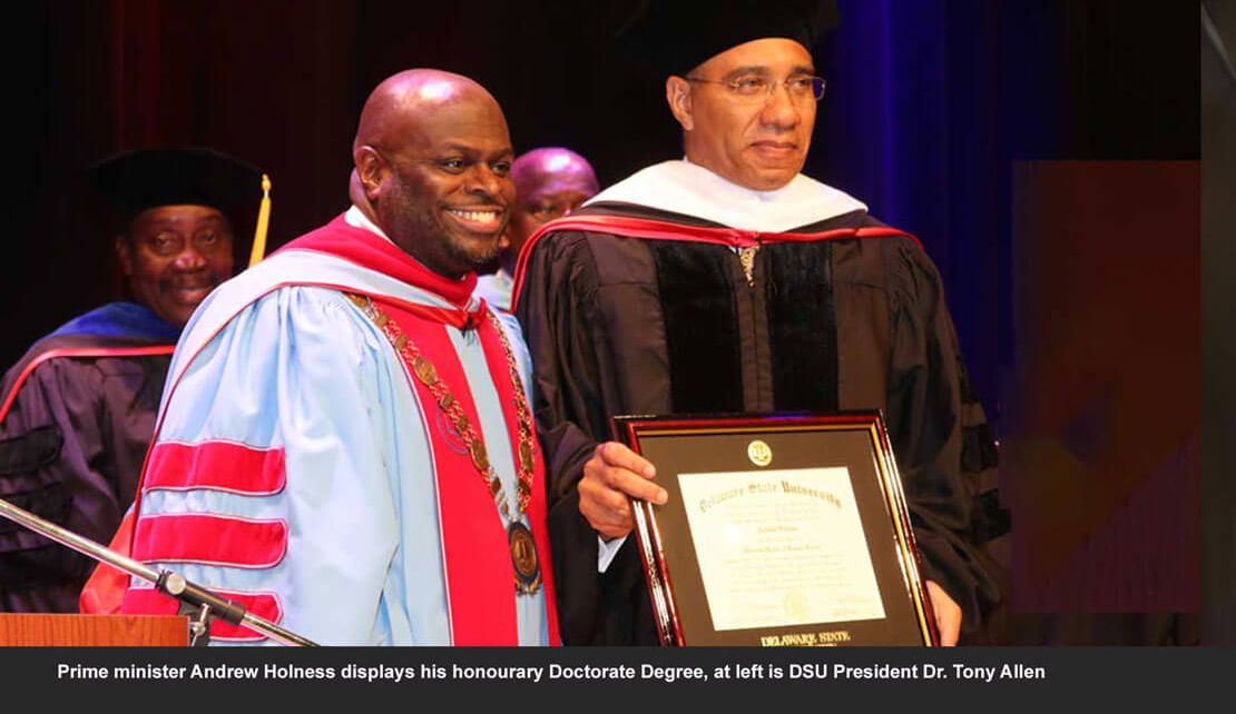 JAMAICA | Prime Minister Andrew Holness Receives Honorary Doctorate from Delaware State University