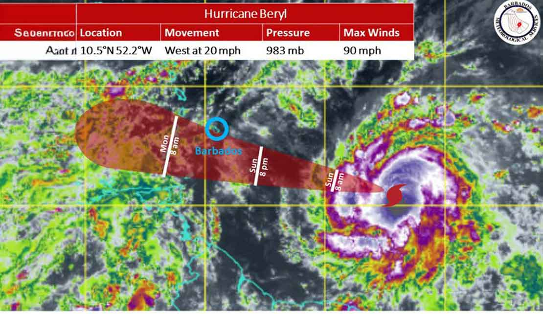 WEATHER |  Hurricane Beryl Barrels towards Barbados and the Windward Isles