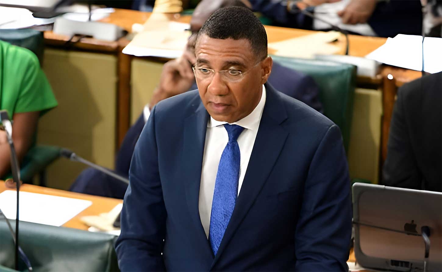 Prime Minister Andrew Holness in Parliament