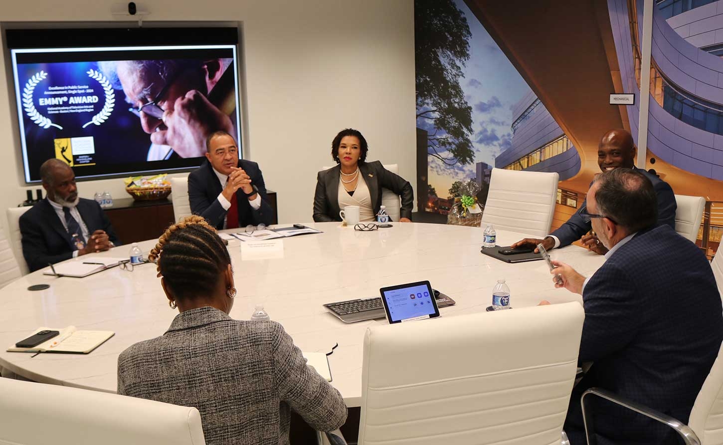 Health Minister Dr. Chris Tufton, and Amb. Audrey Marks engages Dr. Jeffery Flaks President of Hartford HealthCare and his team on November 1, 2024 in Hartford Conn.