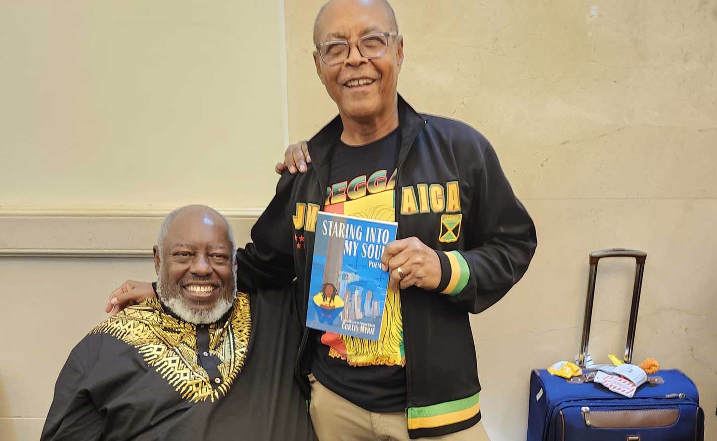 Author Curtis Myrie  along with fellow Poet, the acclaimed  Malachi Smith at the Jamaica Brew event in Florida.