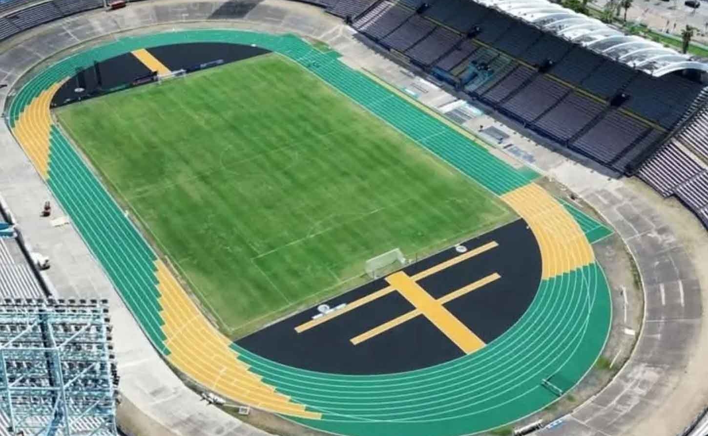 Resurfaced track at the National Stadium in Kingston