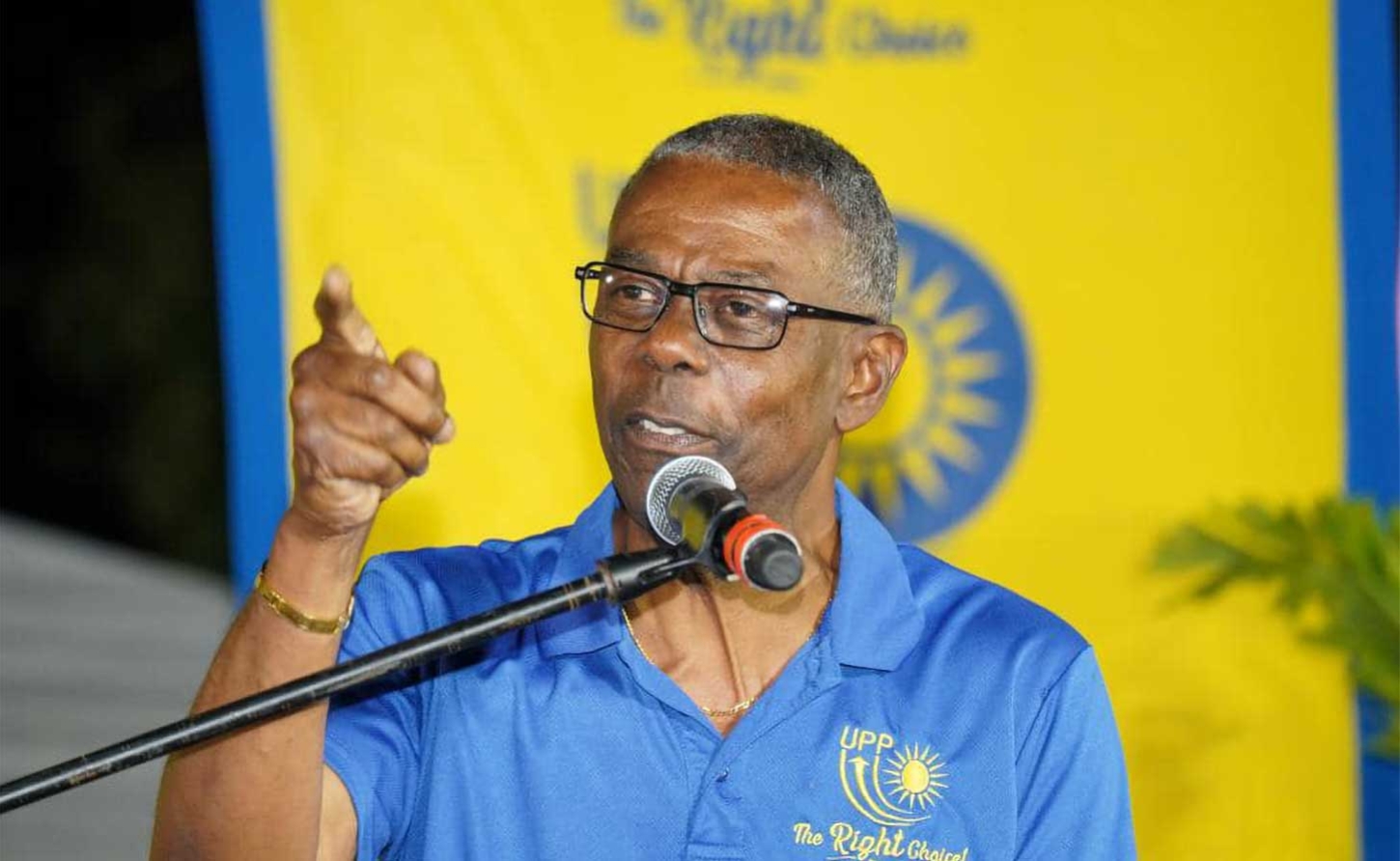 Former UPP Finance Minister Harold Lovell castigating Prime Minister Gaston Browne