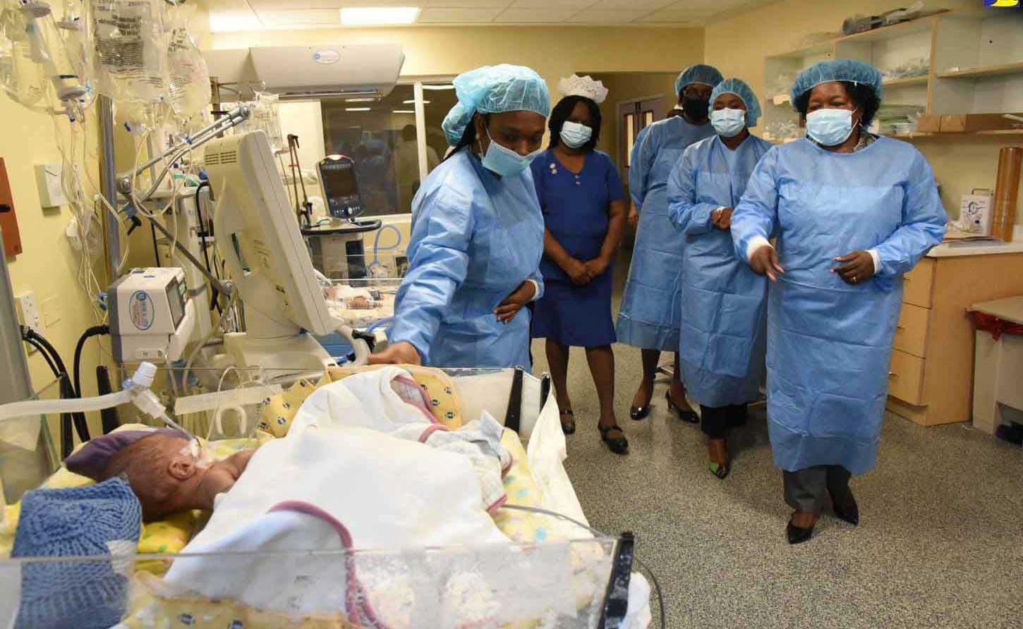 Juliet Cuthbert Flynn tours maternal unit of the Victoria Jubilee Hospital (VJH) in Kingston
