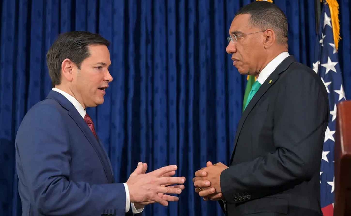 US Secretary of State Marco Rubio and Prime Minister Andrew Holness on Wednesday March 26.