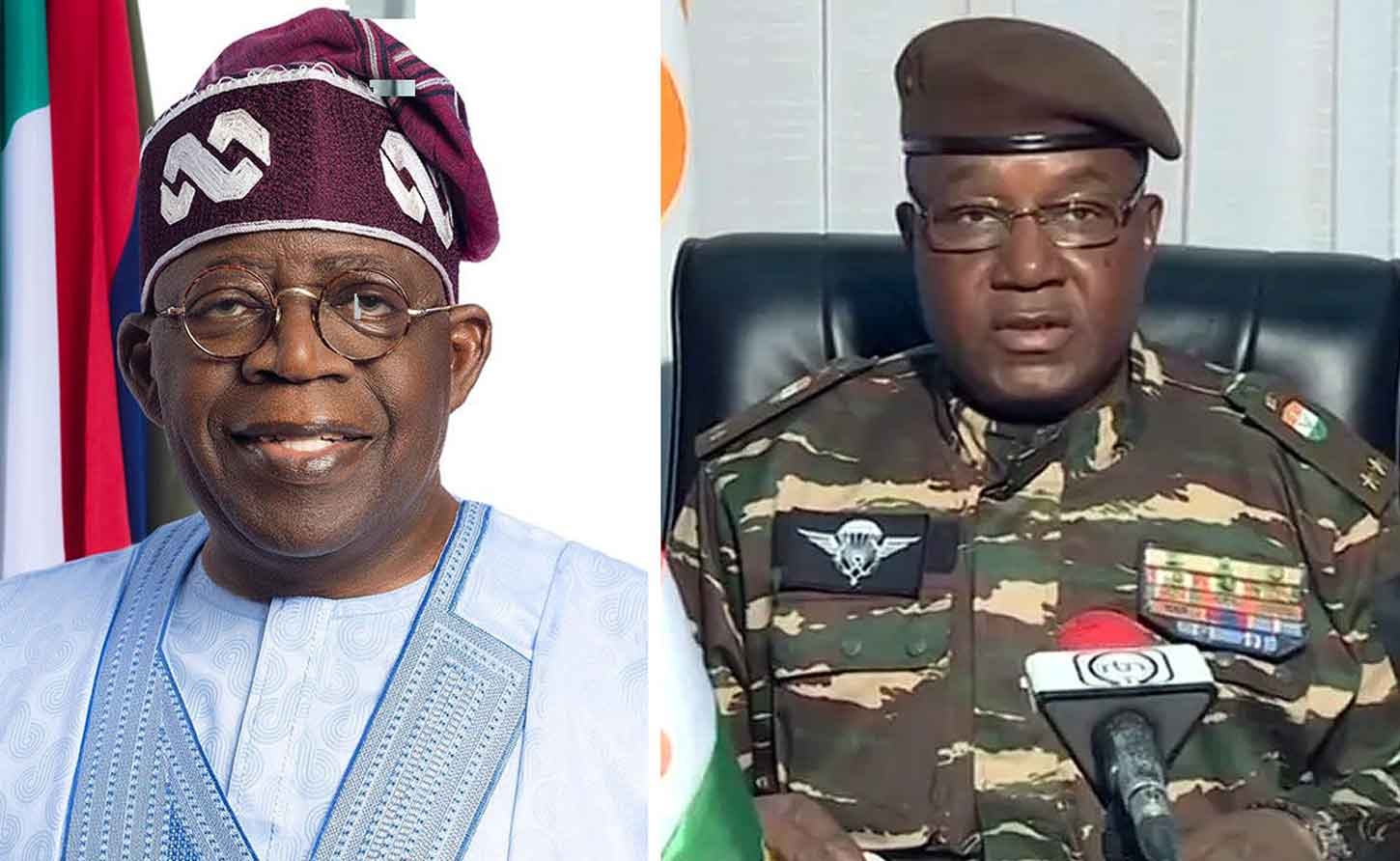 Head of Ecowas President Bola Tinubu of Nigeria and General Abdourahamane Tchiani of Niger.