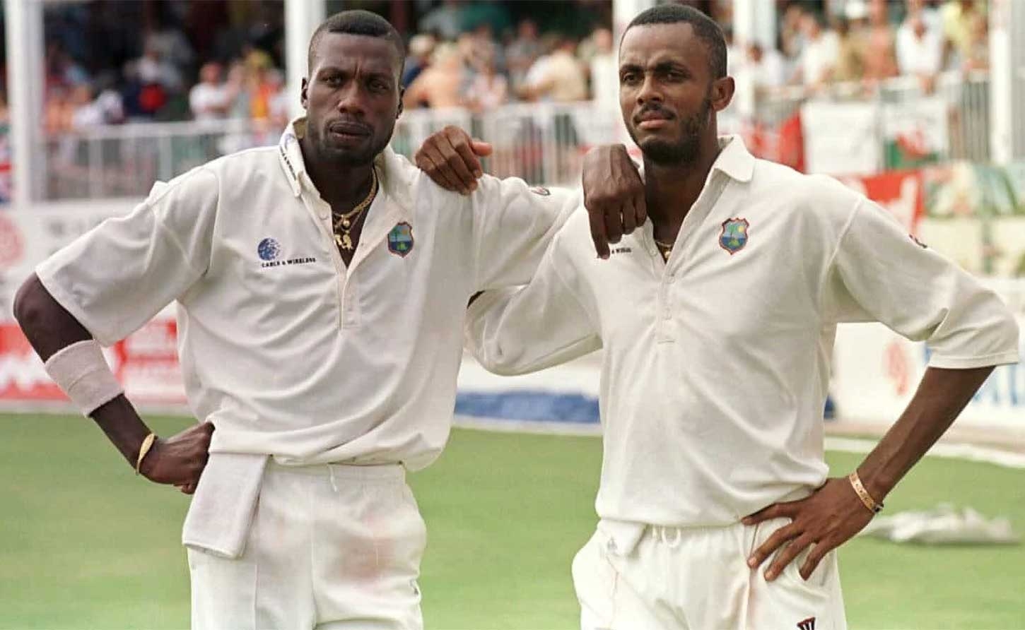 West Indies strike bowlers (left) Curtly Ambrose and Courtney Walsh (right) (Photo by Ross Setford/EMPICS )