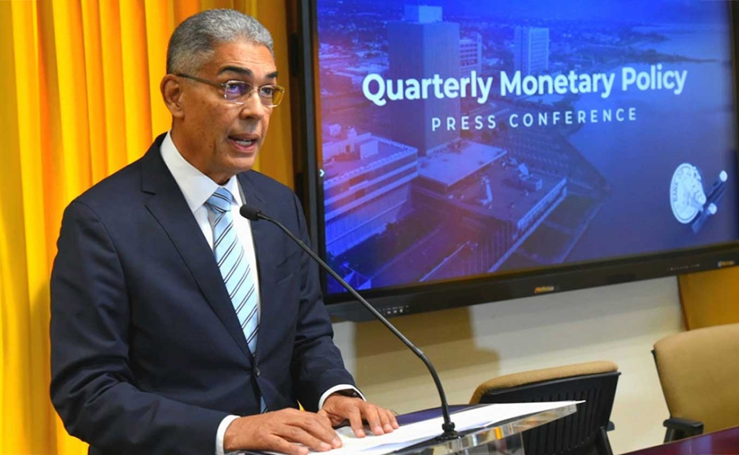 Governor of the Bank of Jamaica Richard Byles at the Quarterly Monetary Policy Press Conference