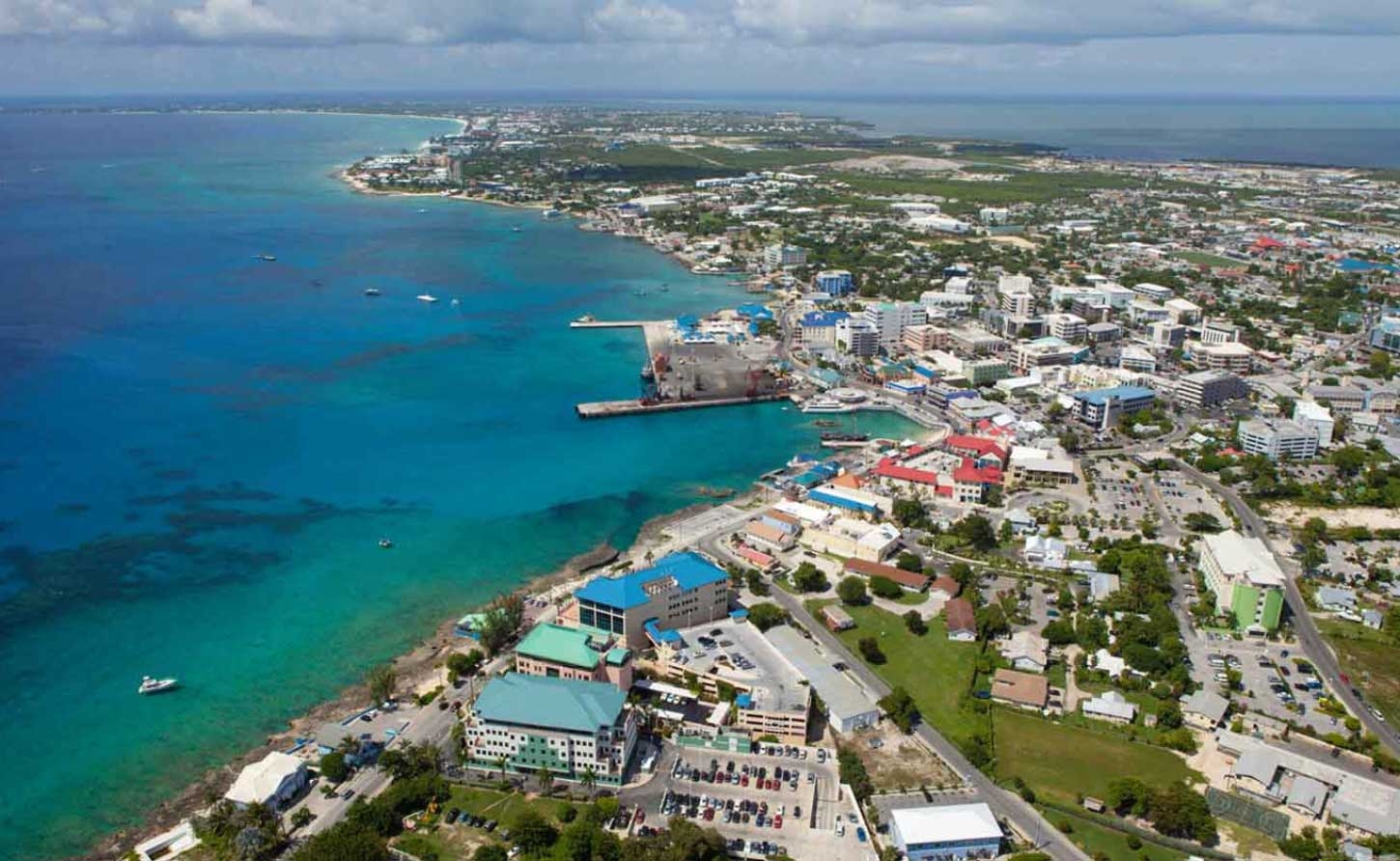 An aerial view of Georgetown Cayman