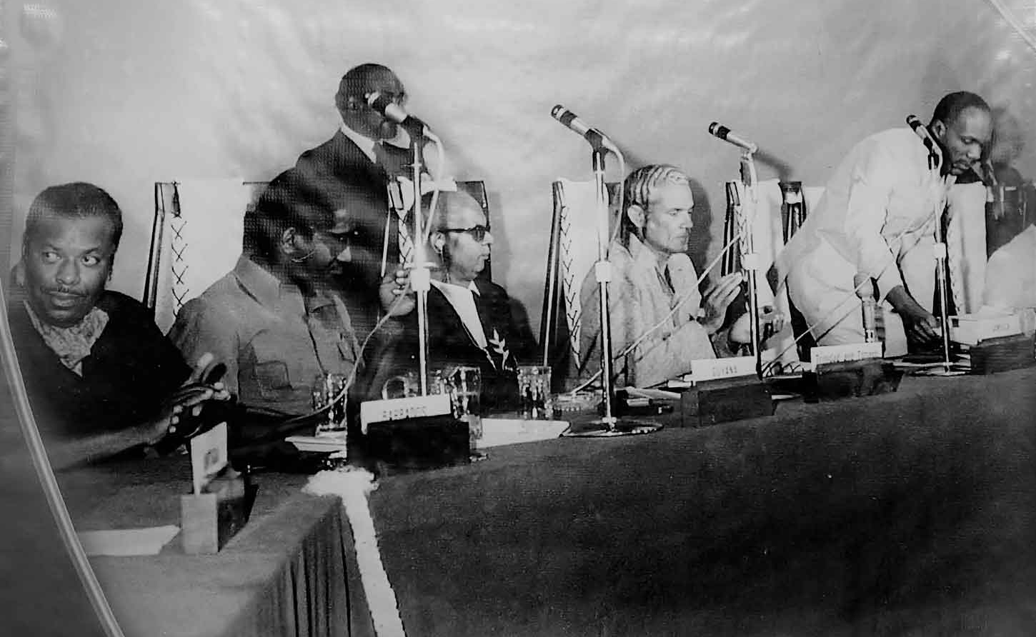 Prime Ministers Errol Barrow of Barbados, President  Forbes Burnham of Guyana, Prime Minister Eric Williams of Trinidad and Tobago and Prime Minister Michael Manley of Jamaica, gathered at Chaguaramas and told the United States and the Organization of American States exactly where they could file their Cuba embargo. 