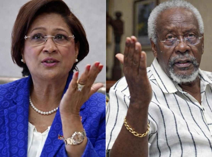 Trtinidad and Tobago's prime minister Kamla Persad-Bissessar and former Jamaican Prime Minister PJ Patterson
