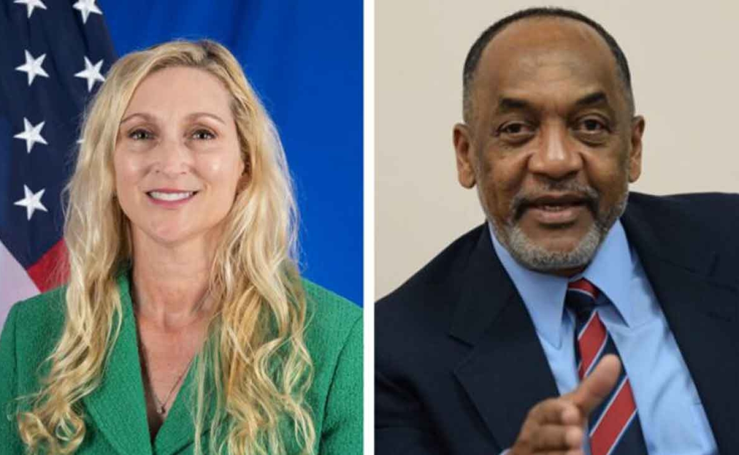 L-R US Ambassador to Guyana Nicole Theriot, and fmr EPA Executive Director Dr. Vincent Adams