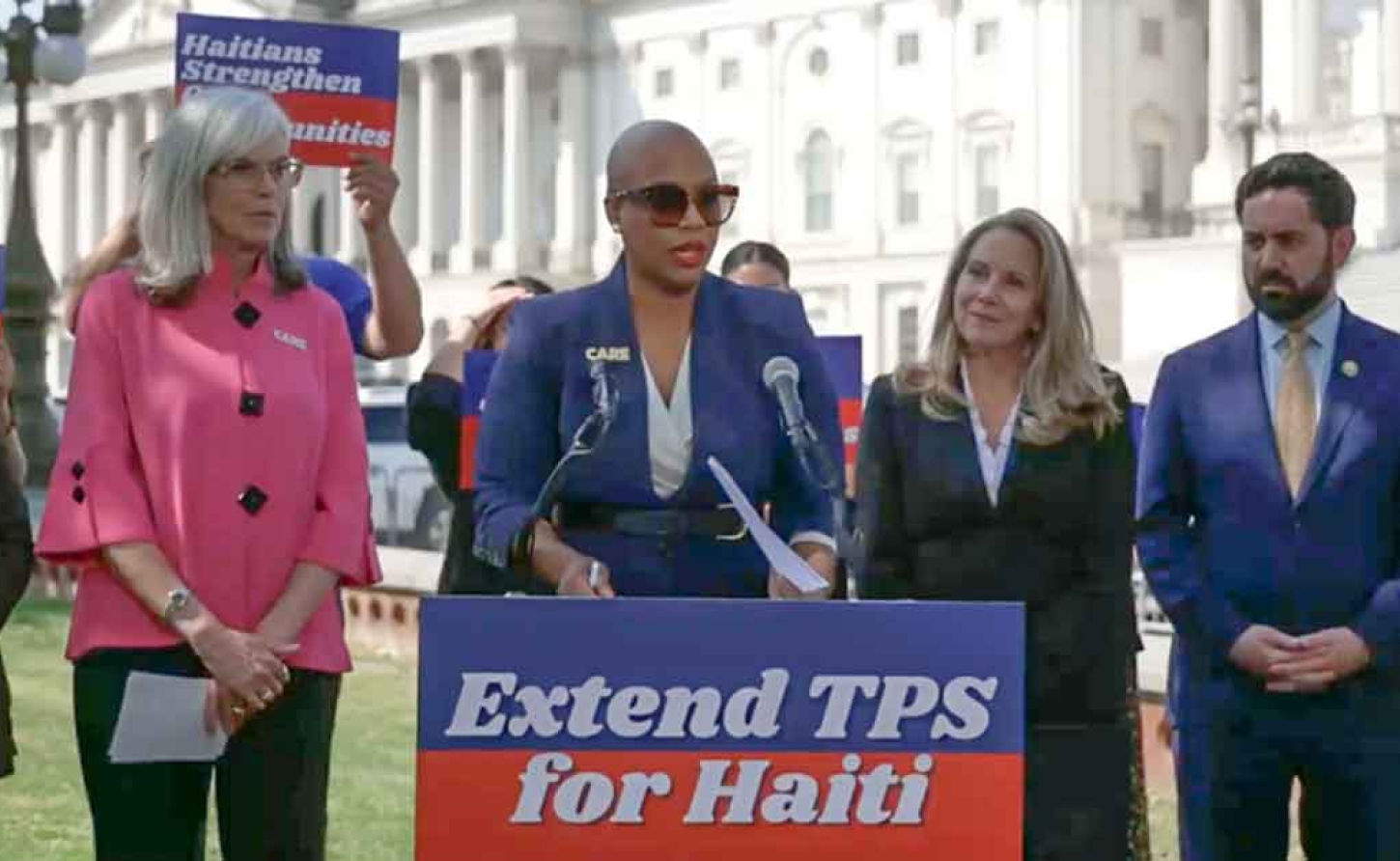 Democratic Rep. Ayanna Pressley, co-chair of the House Haiti Caucus at a press conference hailing the vote as a major humanitarian milestone.