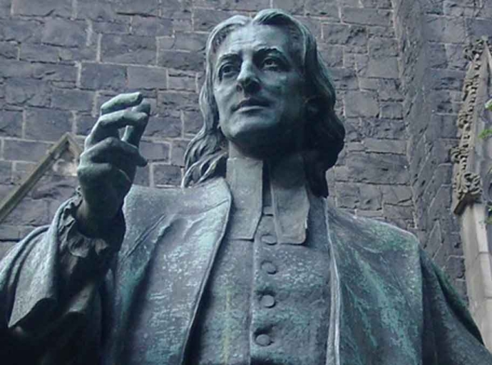 John Wesley is depicted as a young preacher in this sculpture by Adam Carr located in Melbourne, Australia. Public domain photo by Adam Carr/Wikipedia.