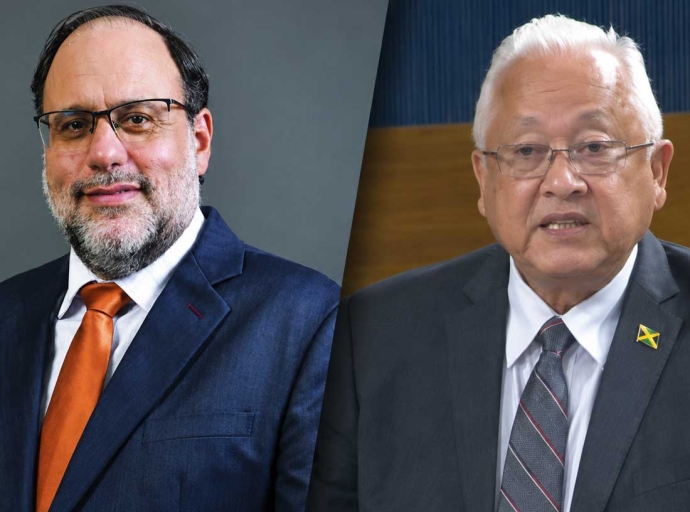 From left: People's National Party President Mark Golding and Justice Minister Delroy Chuck