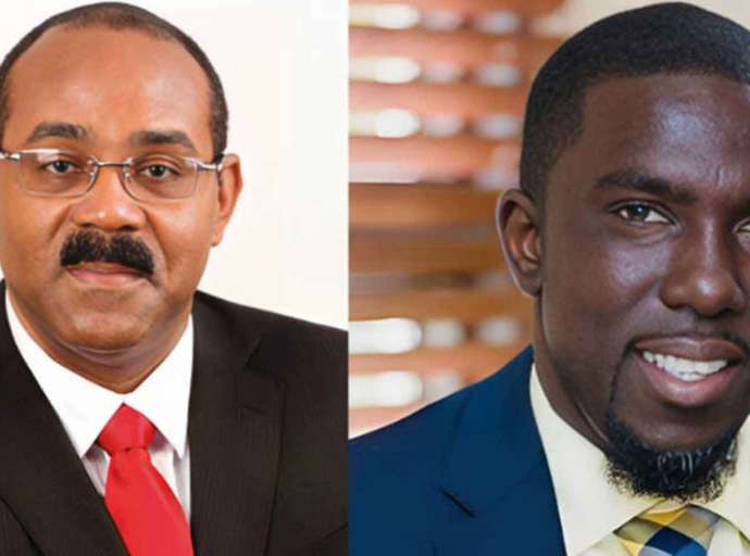 Prime Minister Gaston Browne and Opposition Leader Jamale Pringle, leader of the United Progressive Party
