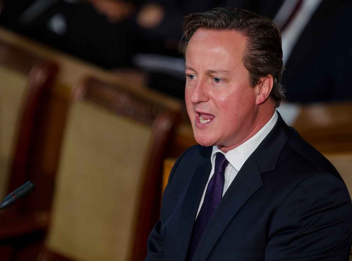 Former UK Prime minister David Camerob as he addressed Jamaica's parliament on September 30, 2015