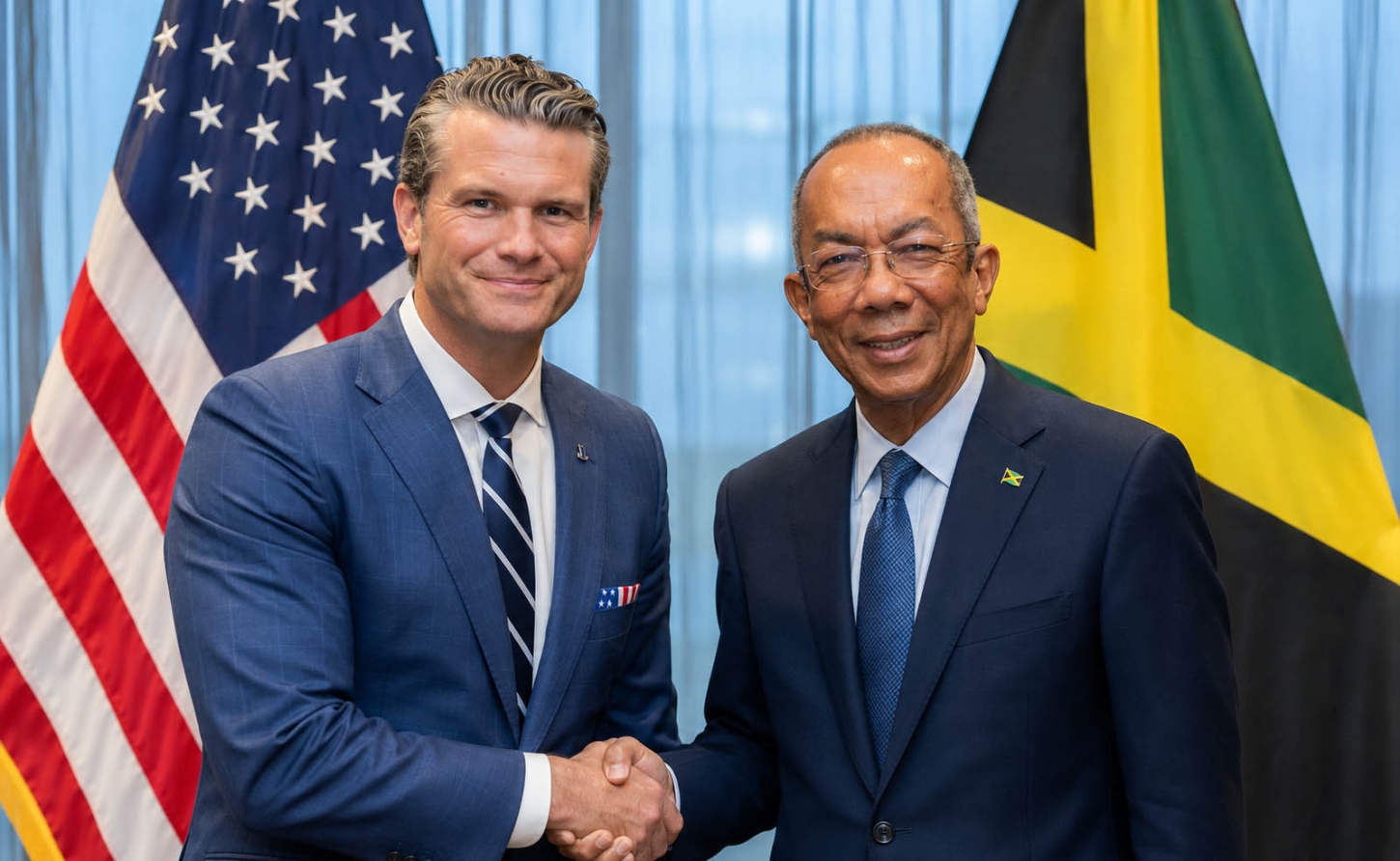 United States Secretary of War Pete Hegseth and Jamaica's National Security and Peace Minister Dr. Horace Chang