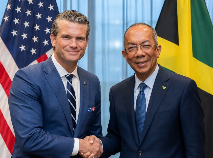 United States Secretary of War Pete Hegseth and Jamaica's National Security and Peace Minister Dr. Horace Chang