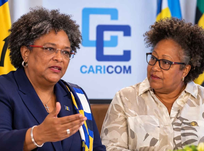 Prime Minister Mia Mottley and CARICOM Sec Gen Dr. Carla Barnett