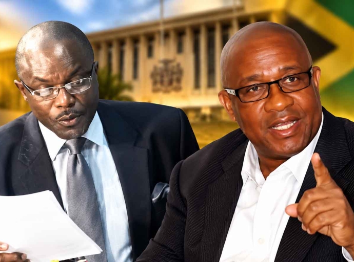From left, JLP Member of Parliament for Southwestern, St. Catherine C. Everald Warmington and Ambassador General Global Afrikan Congress Cikiah Thomas