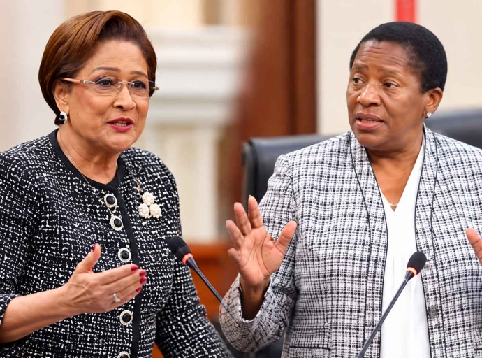 UNC leader and prime minister Kamla Persad Bissessar and The Opposition Leader of Trinidad and Tobago the PNM's Pennelope Beckles-Robinson