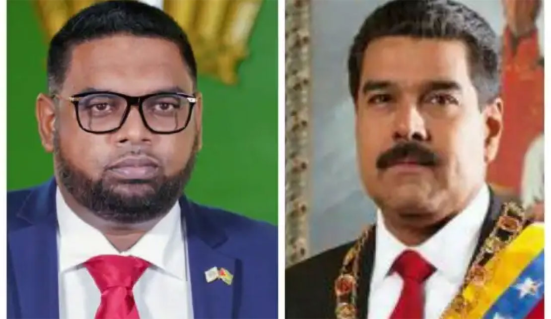 President of the Cooperative Republic of Guyana, Dr. Mohamed Irfaan Ali (left) and President of the Bolivarian Republic of Venezuela, Nicolas Maduro.