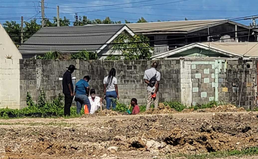 Saturday morning - Police and Archchlologists giving  some attention  to the excavations at the Bethel Cemetry.