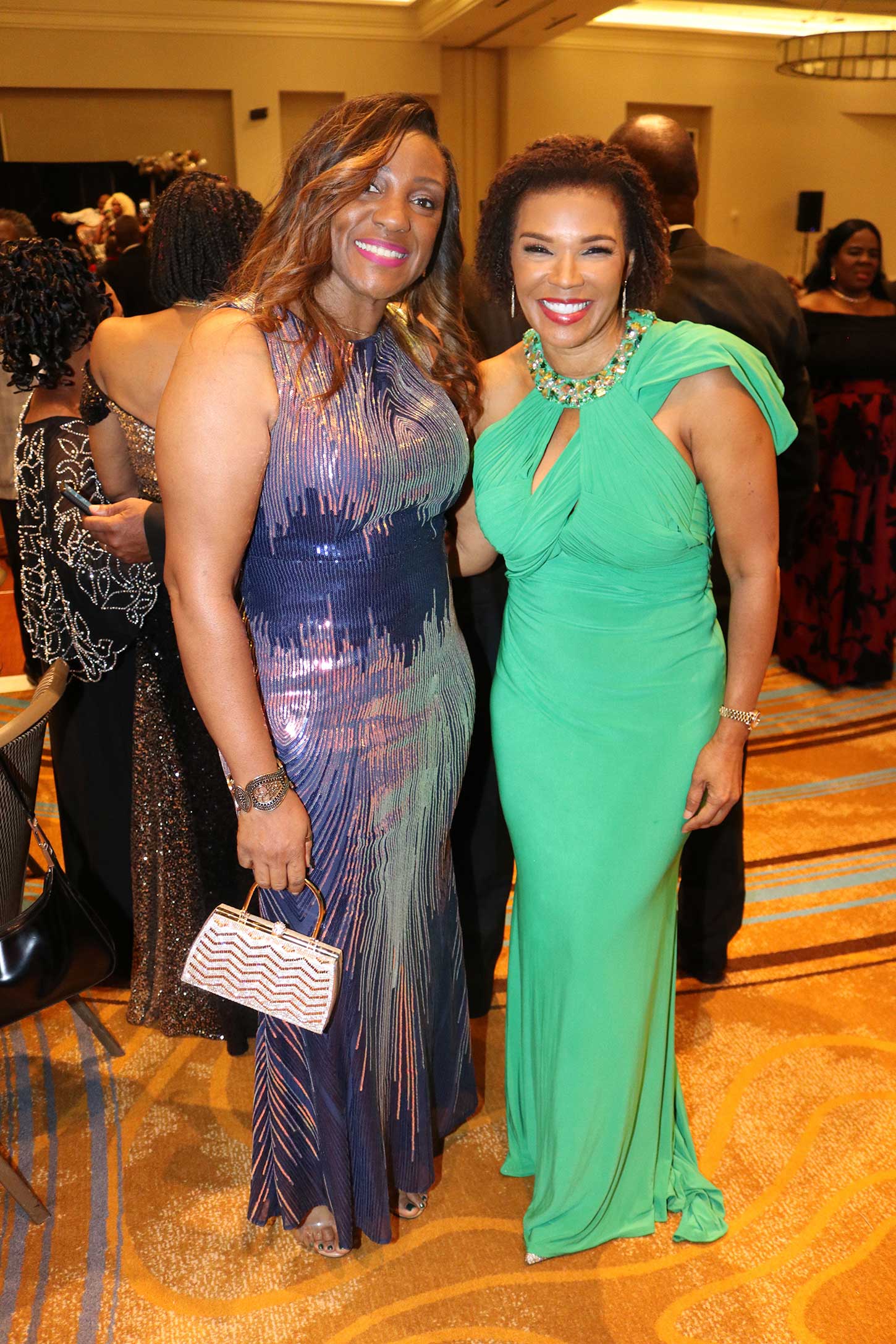 Her Excellency Audrey Marks, Jamaica's Ambassador to the United States shares a light moment with Newly elected president for the Jamaica Nurses Association of New Jersey (JNANJ), Celia O'Gilvie PHOTO Derrick Scott.