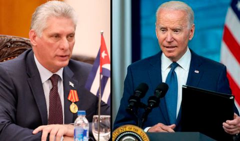 Cuban President Miguel Diaz-Canel  and US President Joe Biden