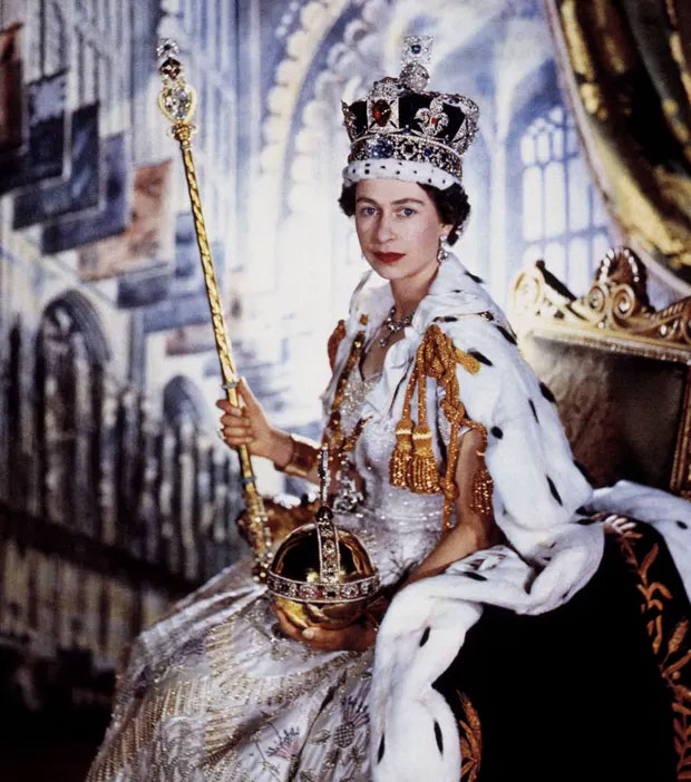 Queen Elizabeth II in her robes on the occasion of her coronation in June 1953. Queen Elizabeth II, the longest-reigning monarch in British history,Photograph: Cecil Beaton/Camera Press.