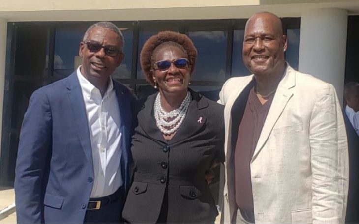 Former members of the last UPP administration Harold Lovell, Dr Jacqui Quinn and Wilmoth Daniel who were charged in relation to the donated buses.