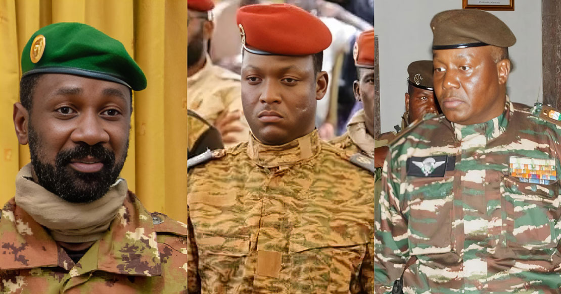  Head of Mali's transitional government president, Colonel Assimi Goita, Head of Burkina's transitional government, Capt Ibrahim Traore and head of Niger's transitional government, General Abdourahmane Tchiani