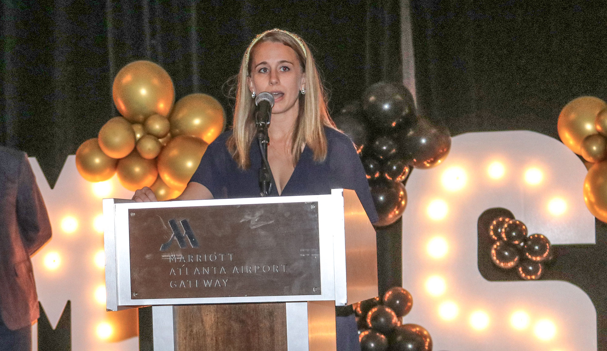 Global Engagement Manager for the Mayor of Atlanta’s Office of International and Immigrant Affairs, Mrs Meredith Steinmetz-Rodriguez delivered remarks at the Atlanta-Montego Bay Sister Committee “Dance for Health” fundraiser held  Saturday September 24, 2022  at the Atlanta Airport  Marriott Gateway Hotel.