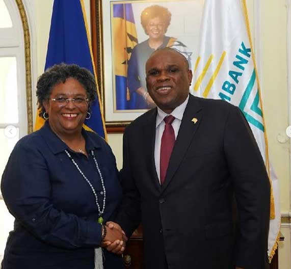 Prime Minister Mia Mottley and Afreximbank Chairman Professor Benedict O Oramah 