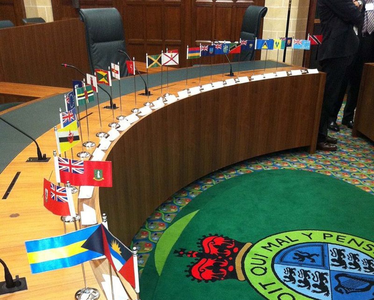 The court room of the Judicial Committee of the Privy Council in London.