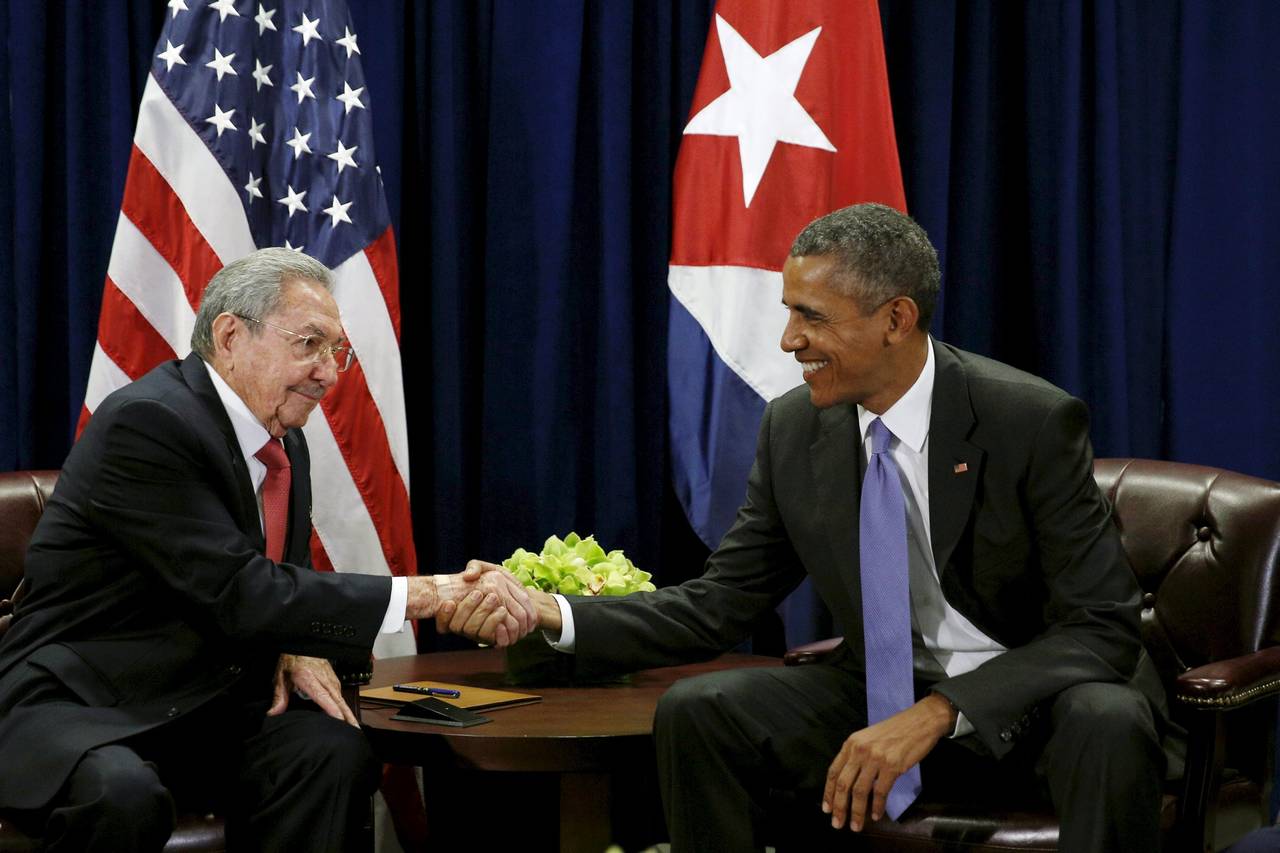 The then President Raul Castro and US President Barack Obama who said “I affirm that Cuba’s destiny will not be decided by the United States or any other nation,” Mr. Obama said:“I affirm that Cuba’s destiny will not be decided by the United States or any other nation. Cuba is sovereign and rightly has great pride, and the future of Cuba will be decided by Cubans, not by anybody else.”