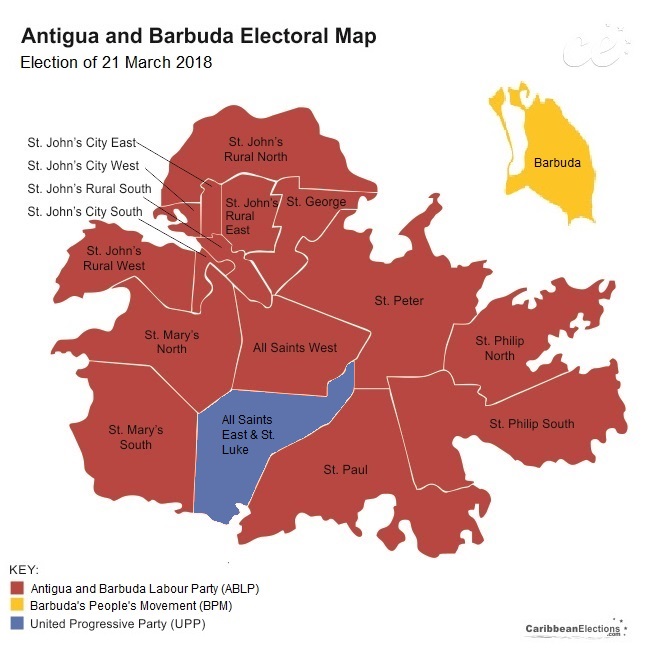 Antigua-Barbuda electoral map 2018