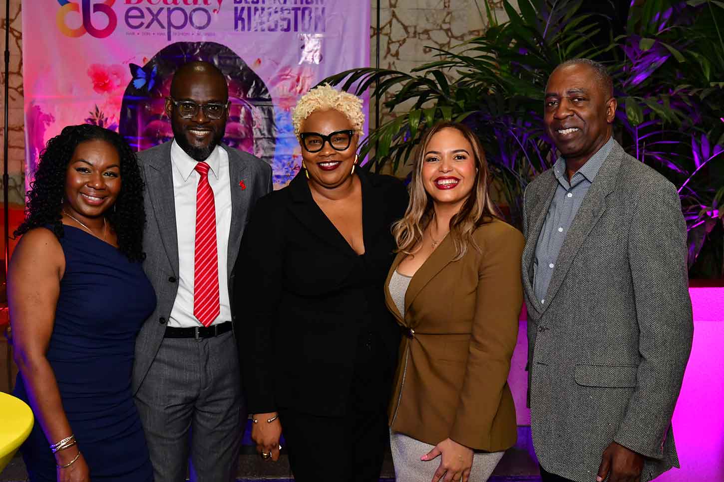 In photo from left are Keisha Pinto, JIBE Ambassador - Canada,  Oral Heaven, Manager  Private Banking Scotia and Immediate Past President, Montego Bay Chamber of Commerce and Industry, Suzette Brown, founder and coordinator, Jamaica International Beauty Expo,  Luz Del Alba, CEO Solvex and  Leo Williams, Executive Director at Williams and Associates