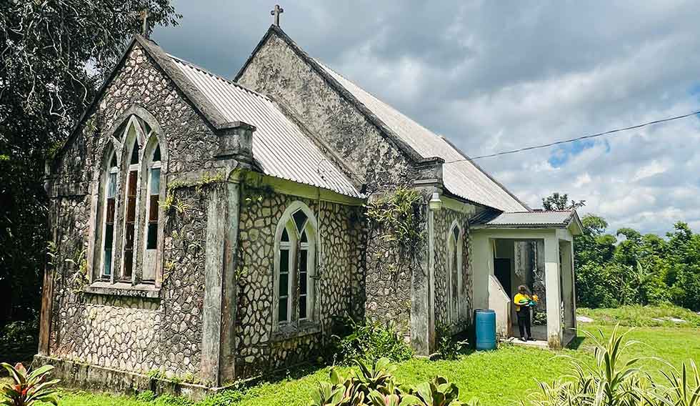 The historic Anglican church at Catadupa  in St. James.