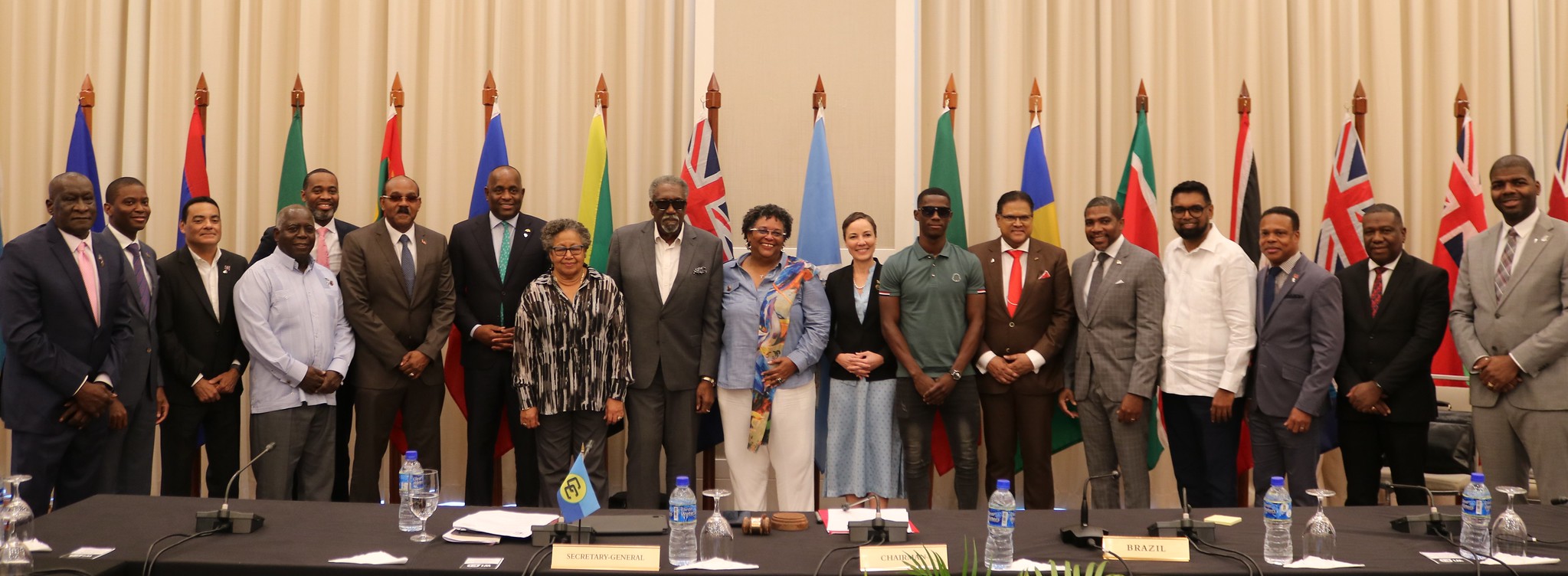 clive lloyd with Caricom heads at the 46th Conference of Heads of Government of the Caribbean Community held in Georgetown Guyana.