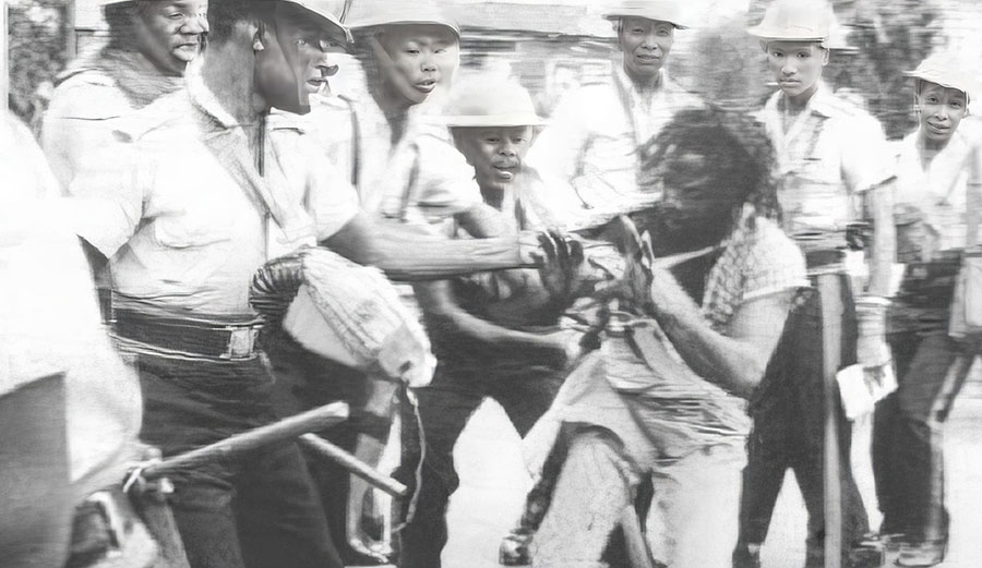 The historic Gardens Incident of 1963 where every Rasta was a wanted man. When held, the police would forcefully trim their locks.