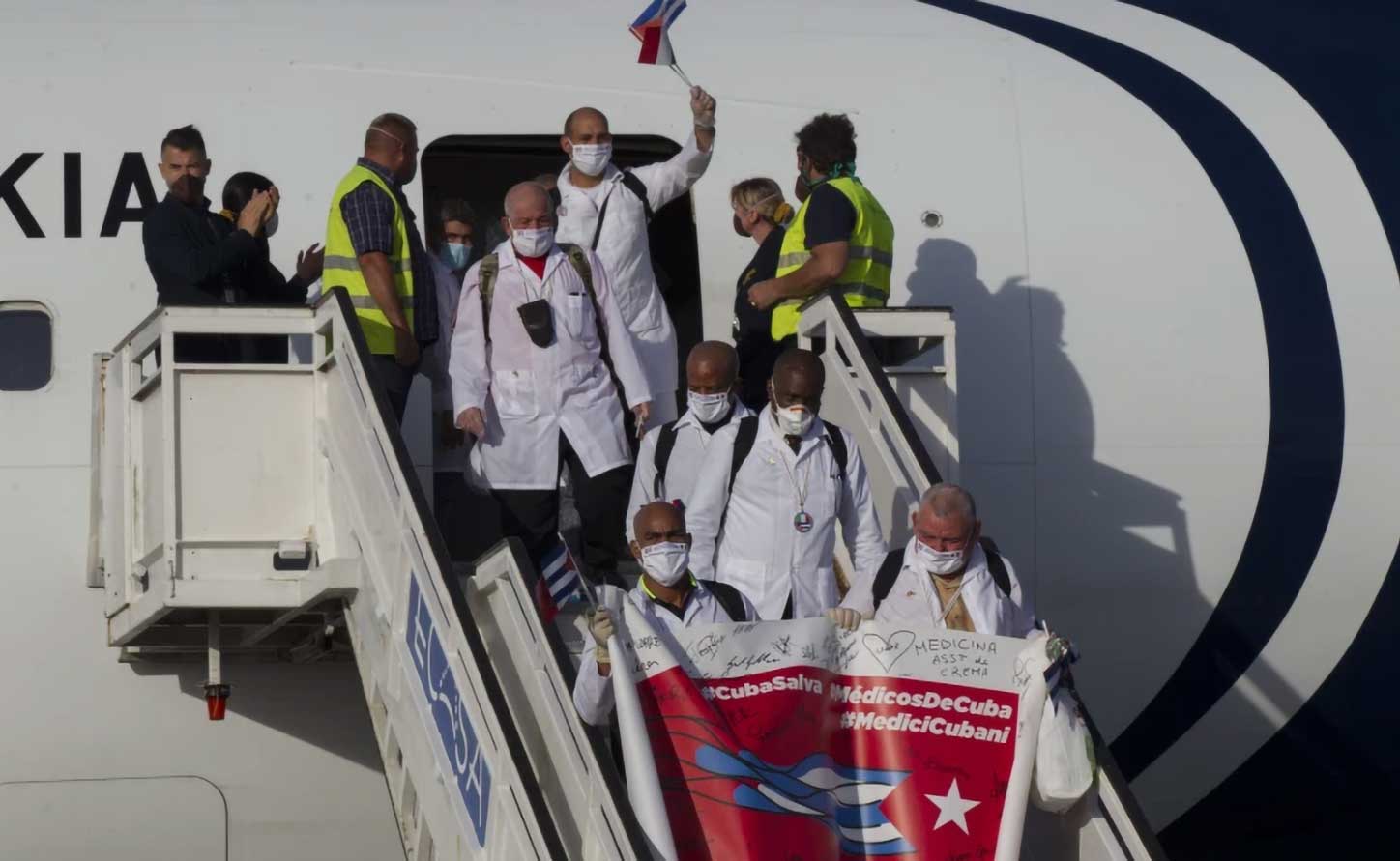 Cuban doctors arrive at the Jose Marti International Airport in Havana, Cuba, June 8, 2020, after traveling to Italy to help with the COVID-19 emergency response. 