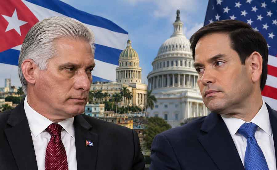 Cuban President Miguel Díaz-Canel Bermúdez and US Secretary of State Marco Rubio.
